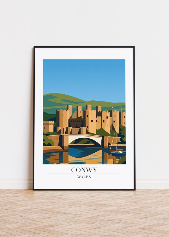 Conwy Wales Poster Modern Illustration Art Print