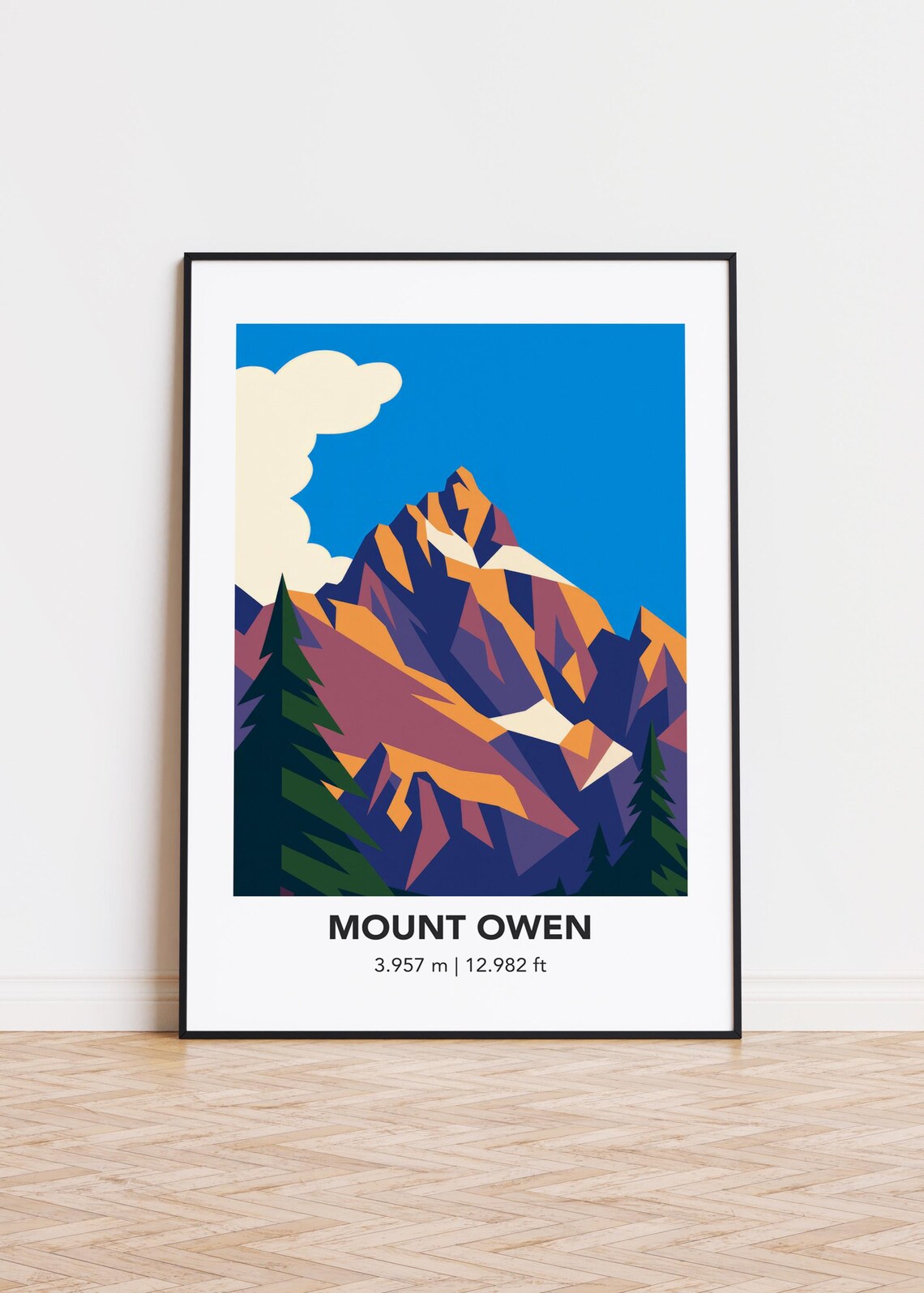 Mount Owen Colorful Alpine Peaks Travel Poster Scenic Decor Art