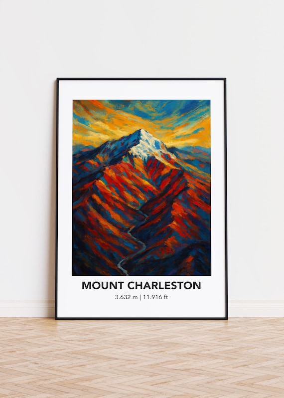 Mount Charleston Sunset Impressionist Mountain Peak Art Poster