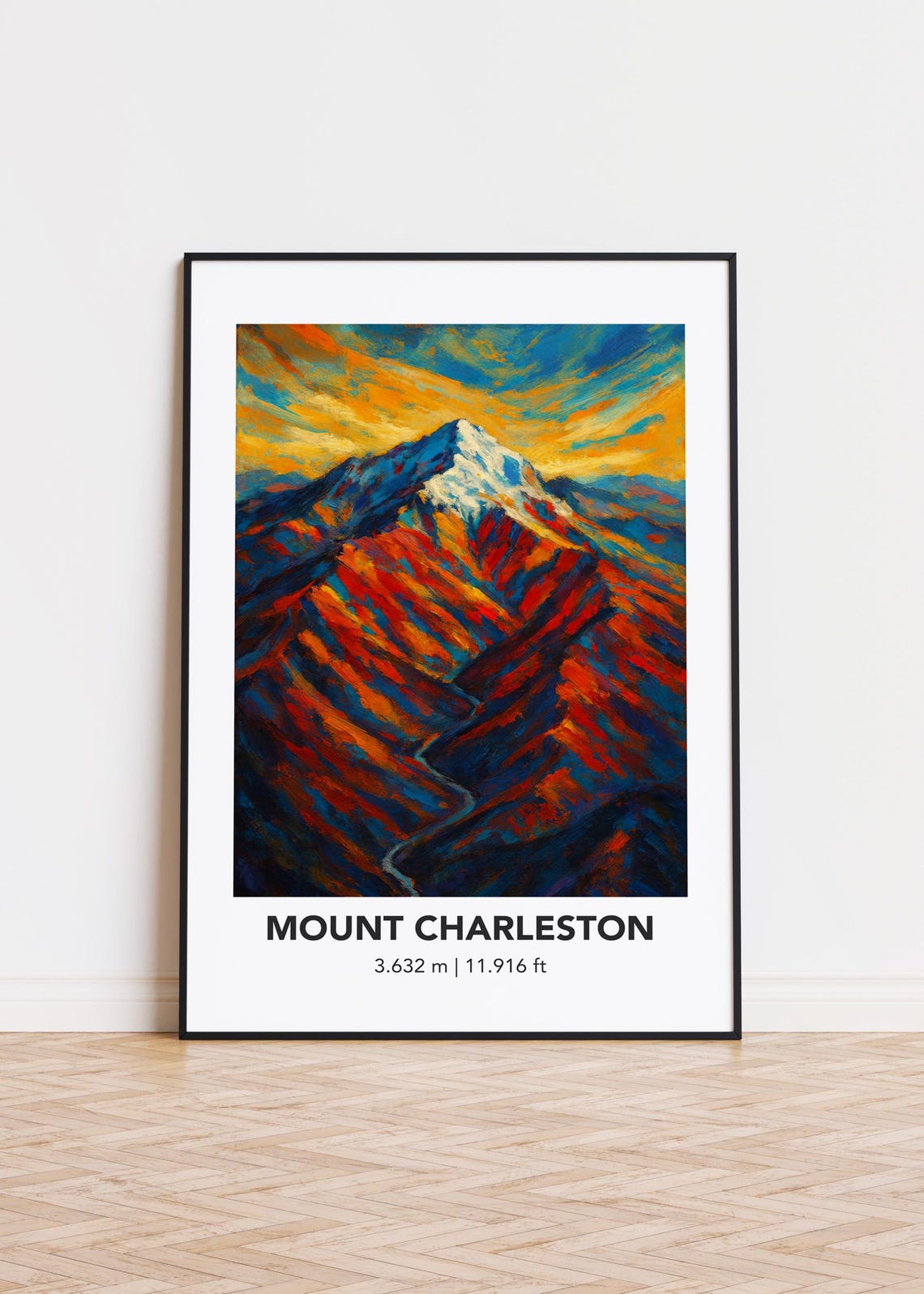 Mount Charleston Sunset Impressionist Mountain Peak Art Poster