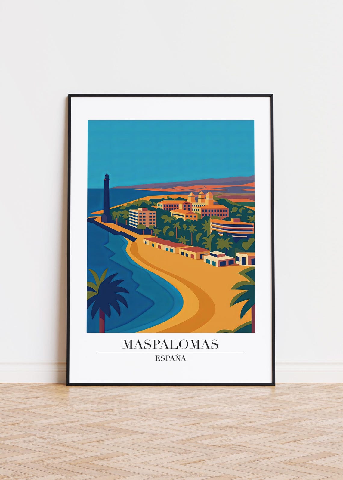 Maspalomas Spain Poster Lighthouse Beach Resort Palm Boulevard