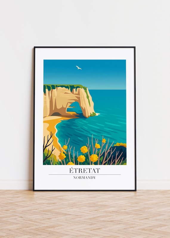 Etretat Normandy Coastal Cliffs Seascape Vintage Travel Poster