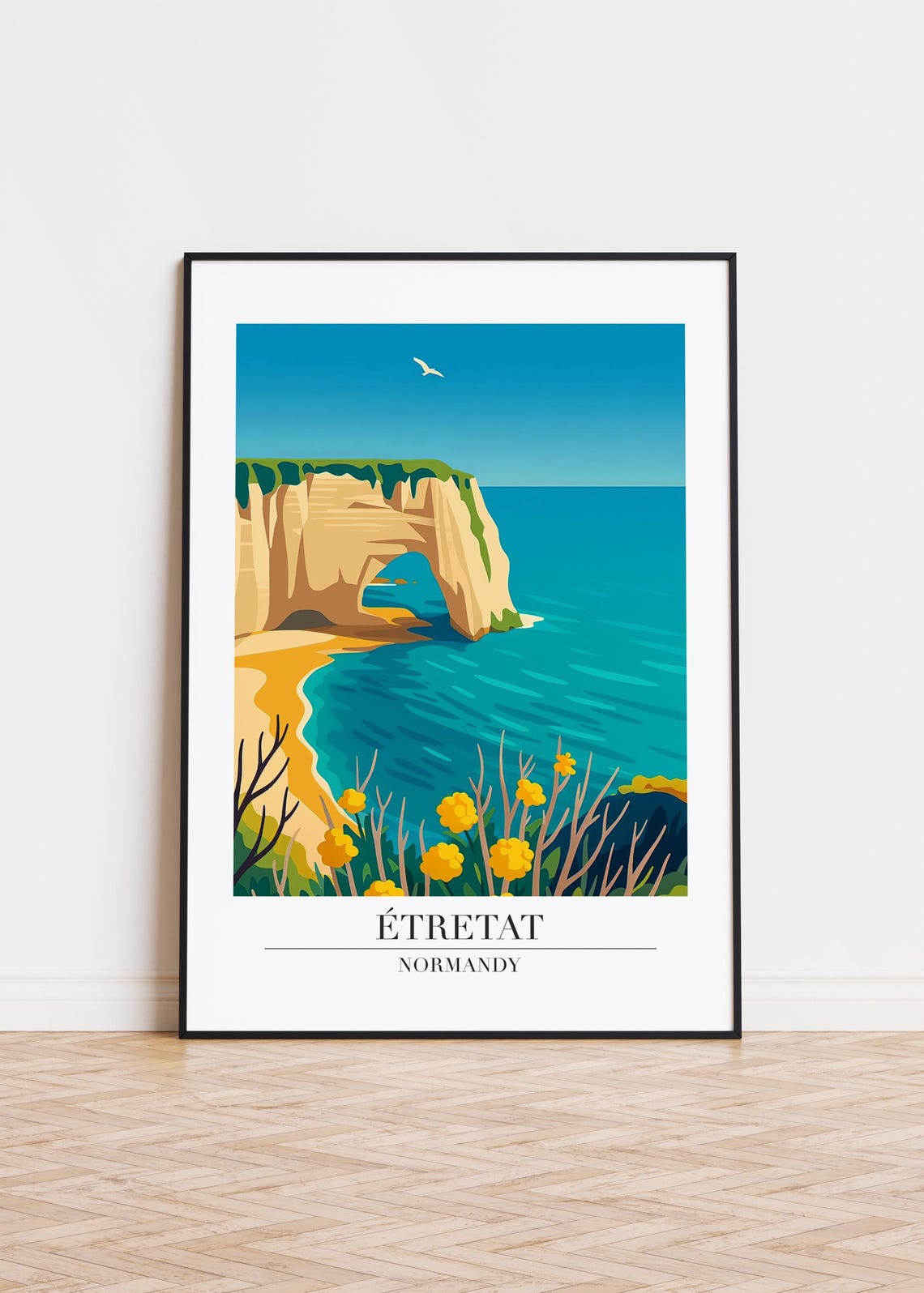 Etretat Normandy Coastal Cliffs Seascape Vintage Travel Poster