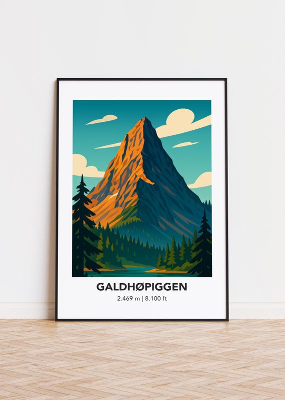 Galdhpiggen Mountain Print Modern Minimalist Art Poster