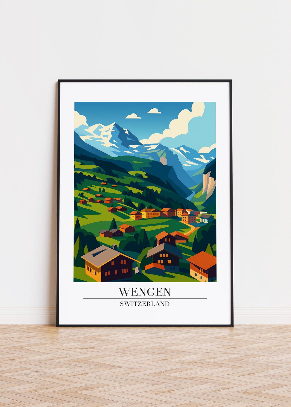 Wengen Switzerland Modern Travel Poster