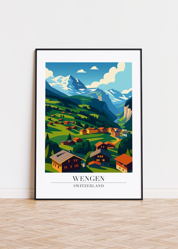 Wengen Switzerland Modern Travel Poster