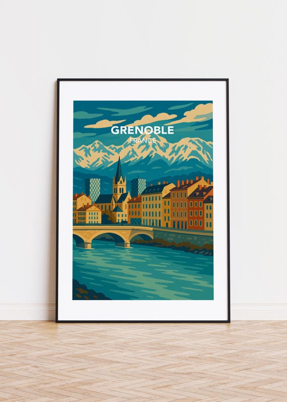 Grenoble City Poster Modern Minimalist Travel Art