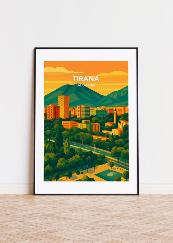 Tirana Albania City Skyline Travel Poster