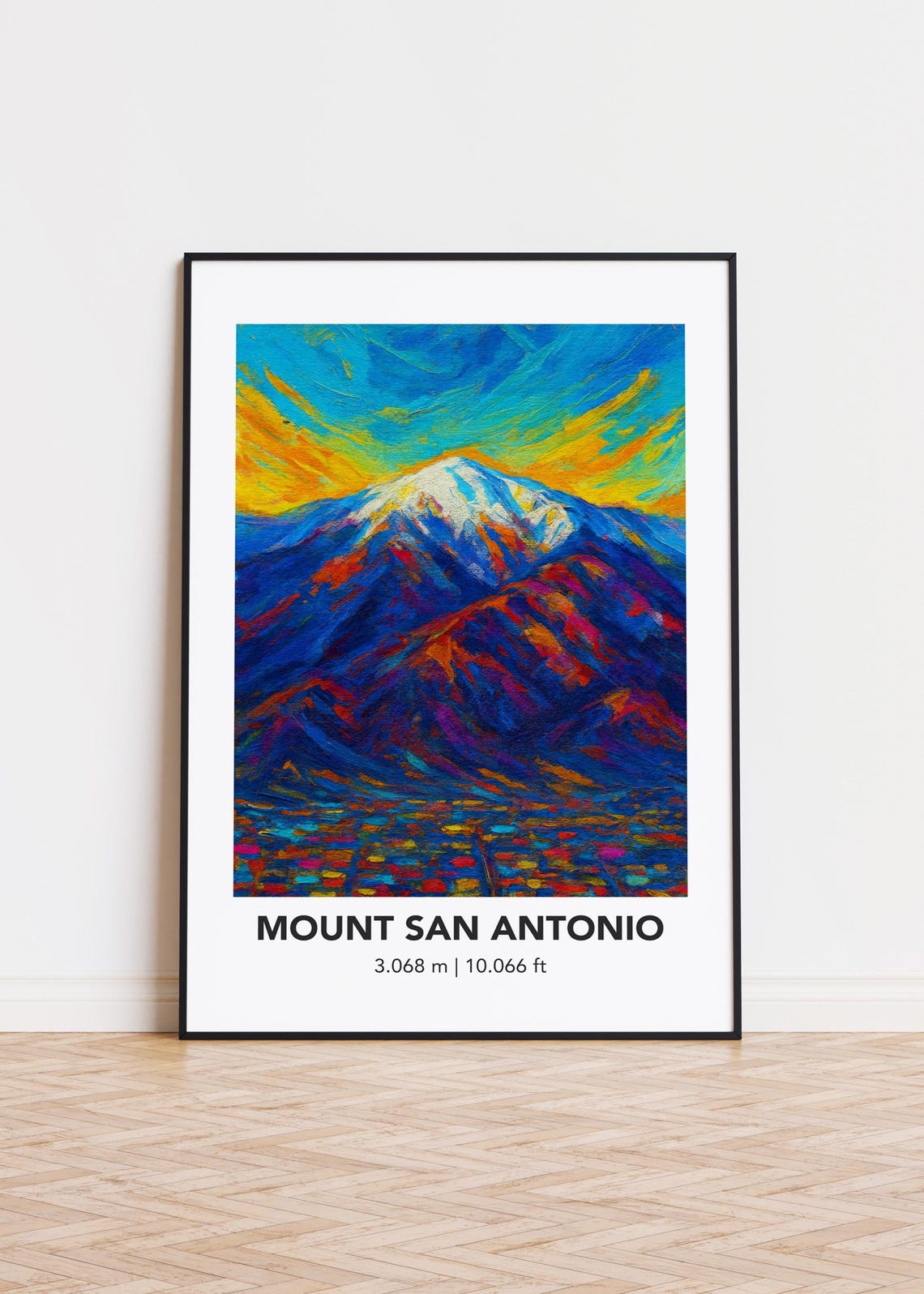 Mount San Antonio Vibrant Oil Painting Snow Peak Landscape Poster