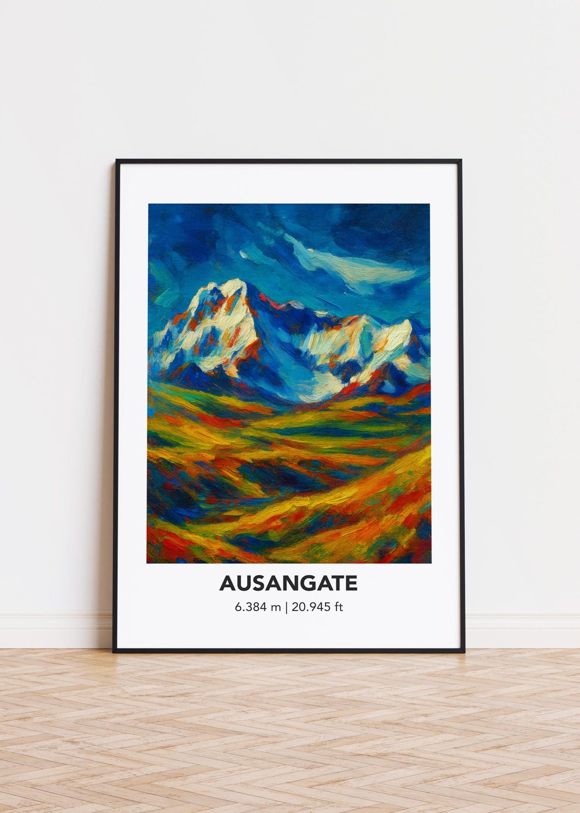 Ausangate Mountain Peak Oil Painting Style Alpine Landscape Poster