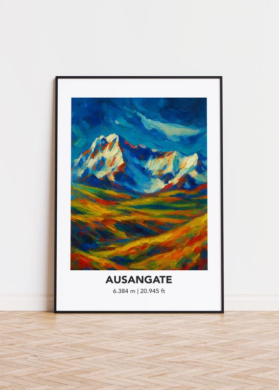 Ausangate Poster Mountain Print Modern Oil Painting Style Art