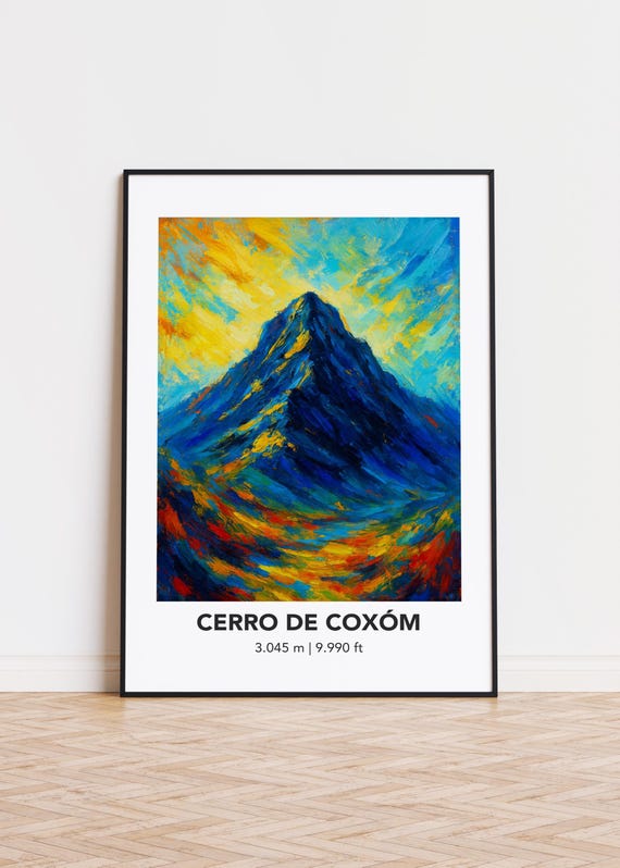 Cerro De Coxm Mountain Print Modern Oil Painting Style Poster