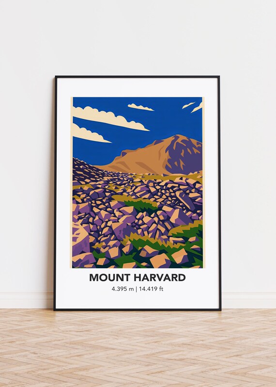 Mount Harvard Colorado 14er Geometric Mountain Illustration Poster