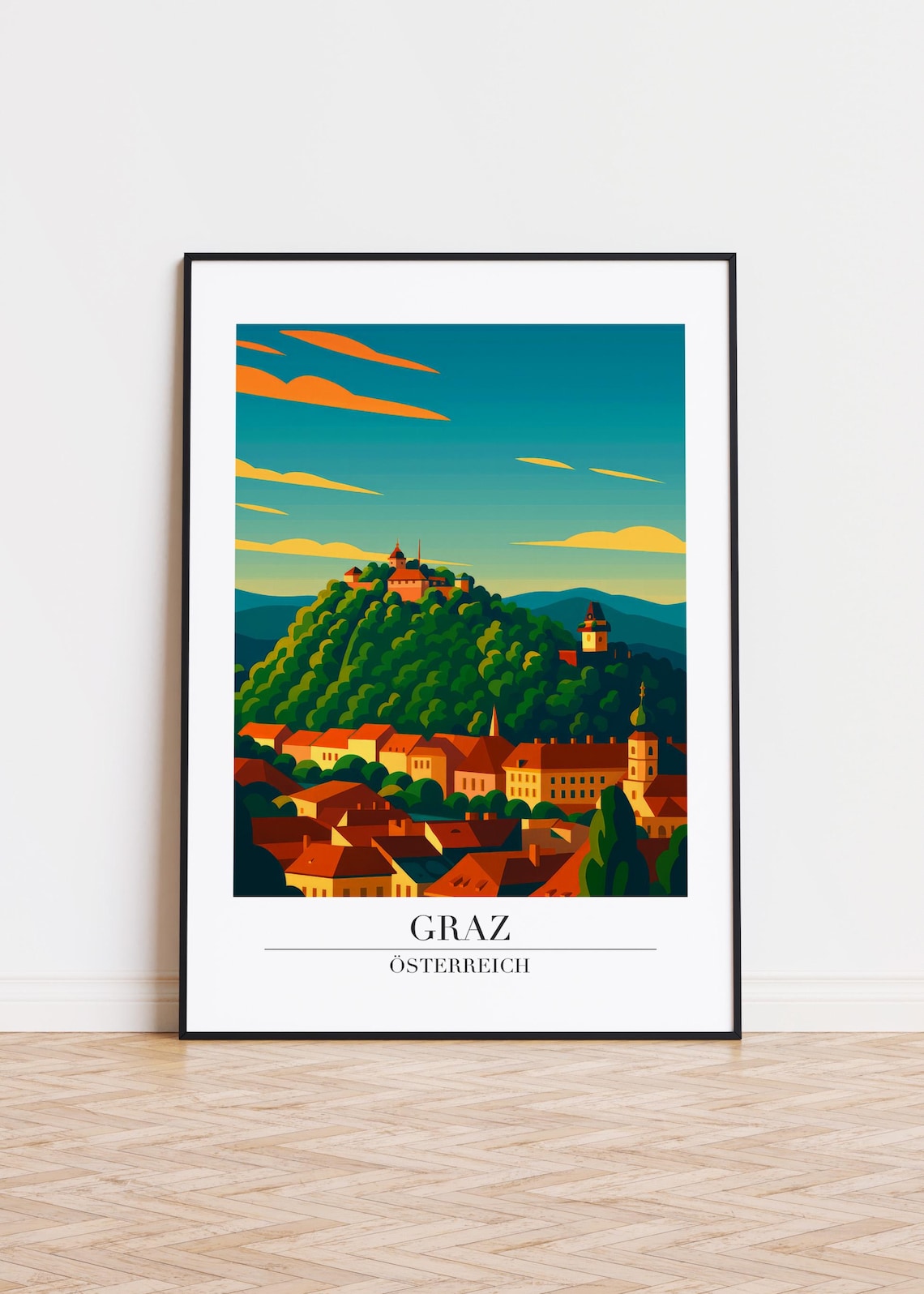 Graz Austria Schlossberg Fortress Hilltop Old Town Travel Print