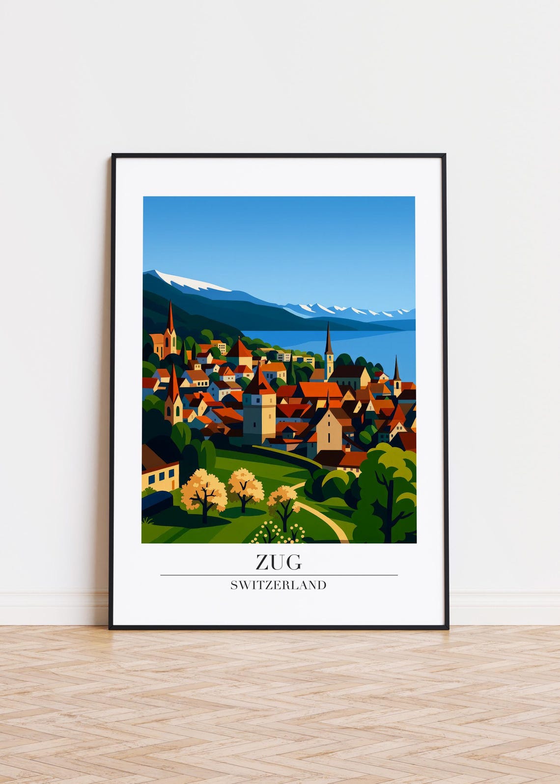 Zug Switzerland Poster, Modern City Illustration