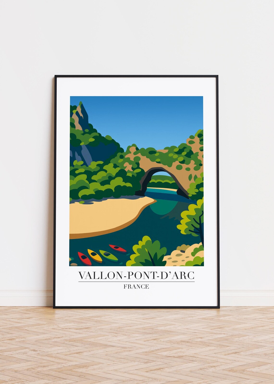Vallonpontdarc France Skyline Travel Poster