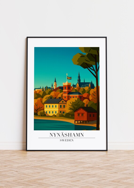 Nynshamn Sweden Poster Modern Scandinavian Illustration Art