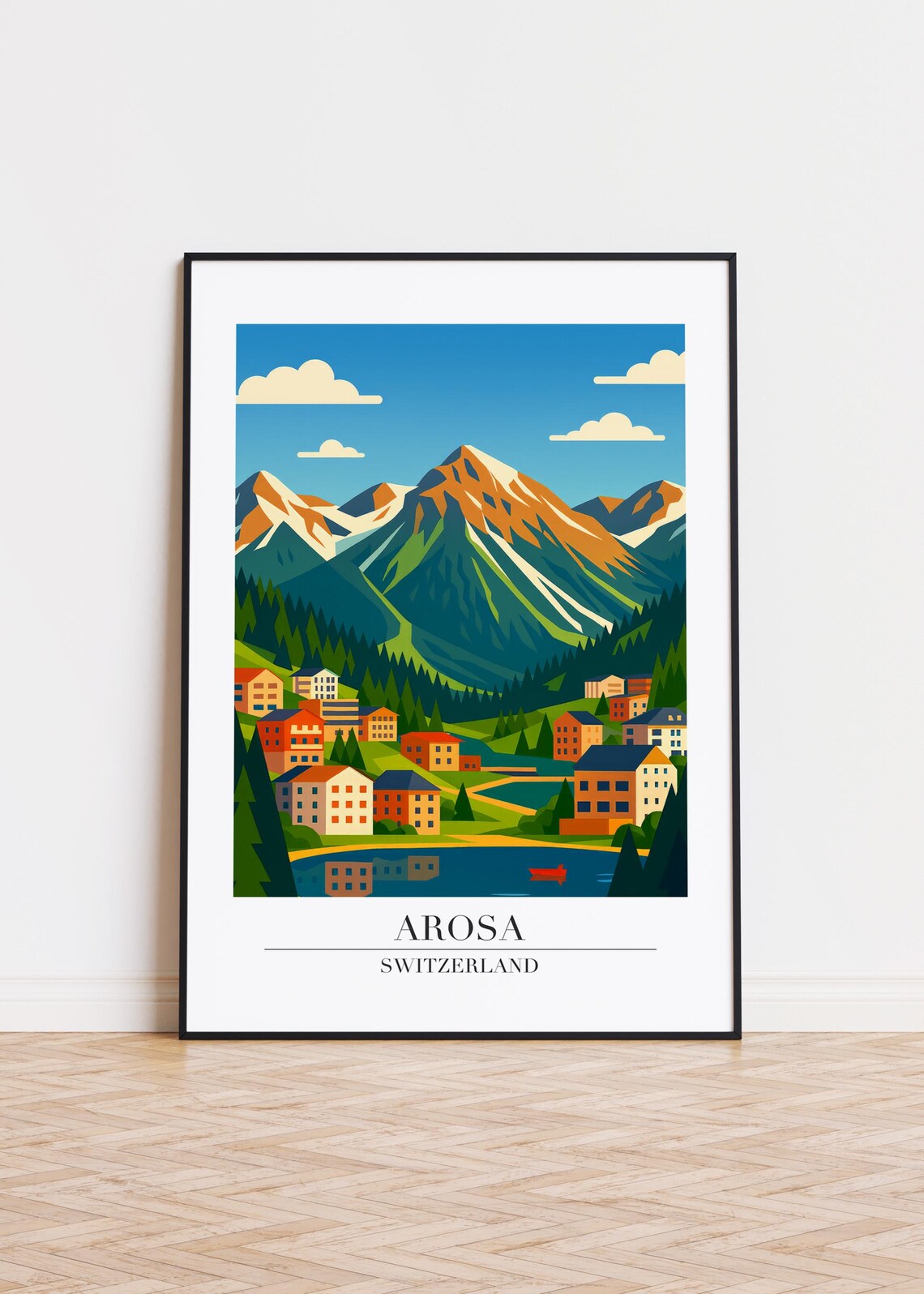 Arosa Switzerland Travel Scene Summer Alpine Village Lake Art Print