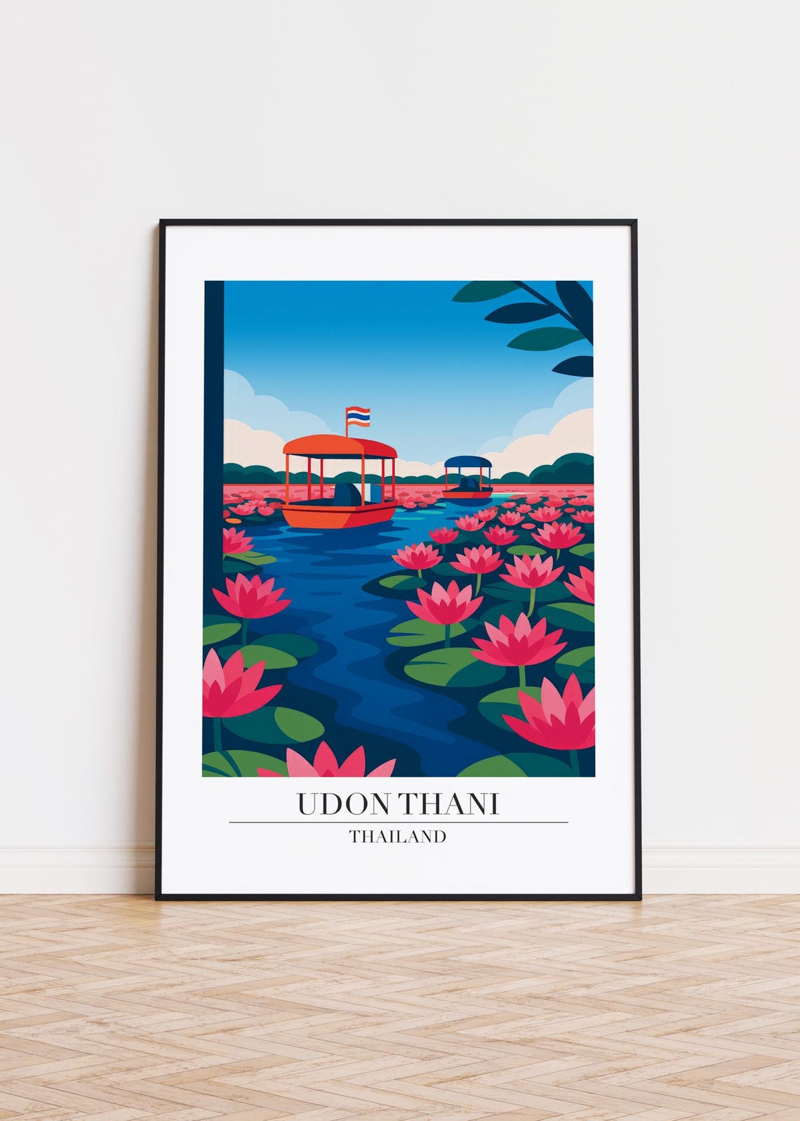 Udon Thani Thailand Red Lotus Lake Flower Boat Travel Poster