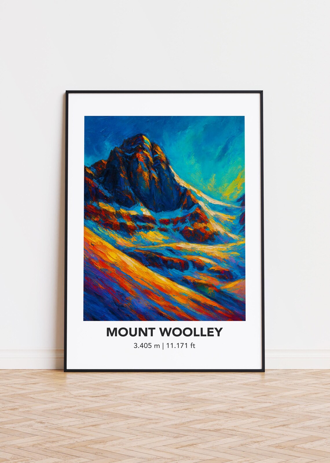 Mount Woolley Bold Oil Painting Alpine Sunset Mountain Landscape Poster