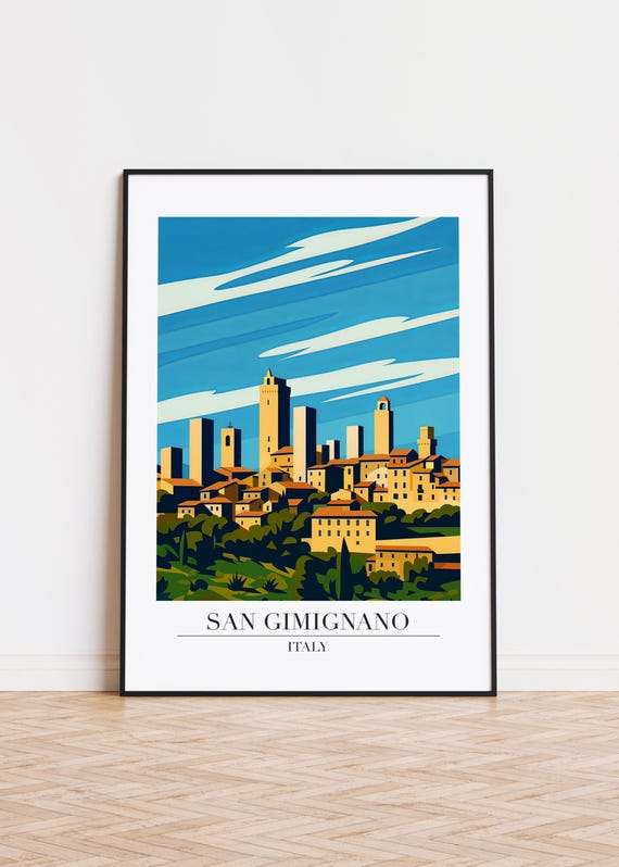 San Gimignano Italy Poster Skyline Art Print