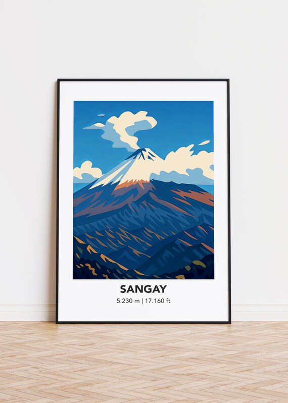 Sangay Mountain Illustration Art Print Modern Minimalist Poster
