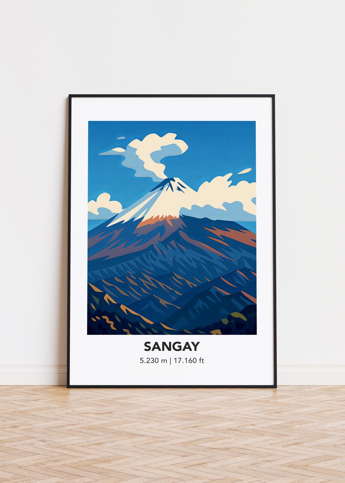 Sangay Mountain Illustration Art Print Modern Minimalist Poster