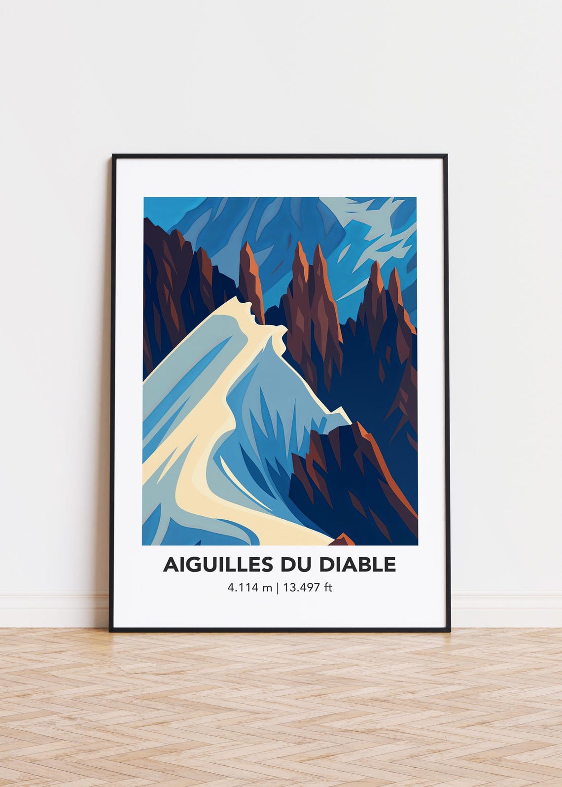 Aiguilles Du Diable Glacier Ridge Blue Elevation Mountain Poster