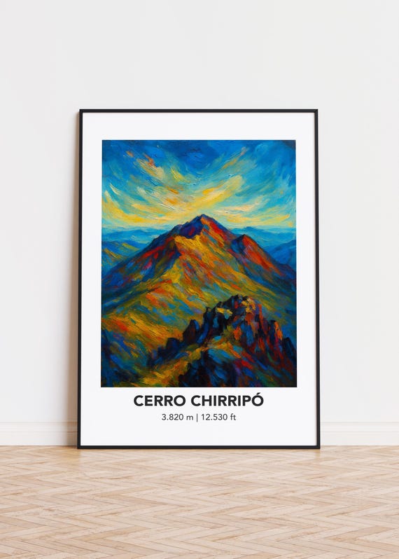 Cerro Chirrip Poster Mountain Print Modern Oil Painting Style Art