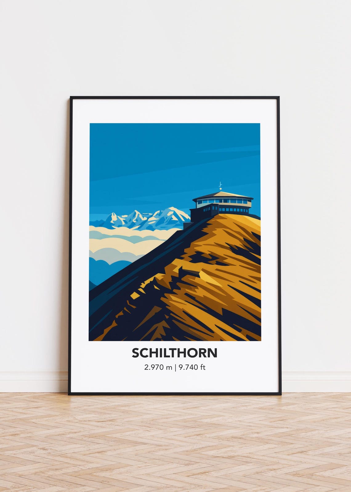 Schilthorn Poster Mountain Print Modern Minimalist Art