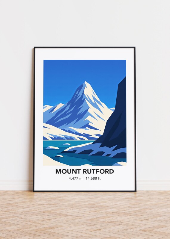 Mount Rutford Illustration Art Print Mountain Poster