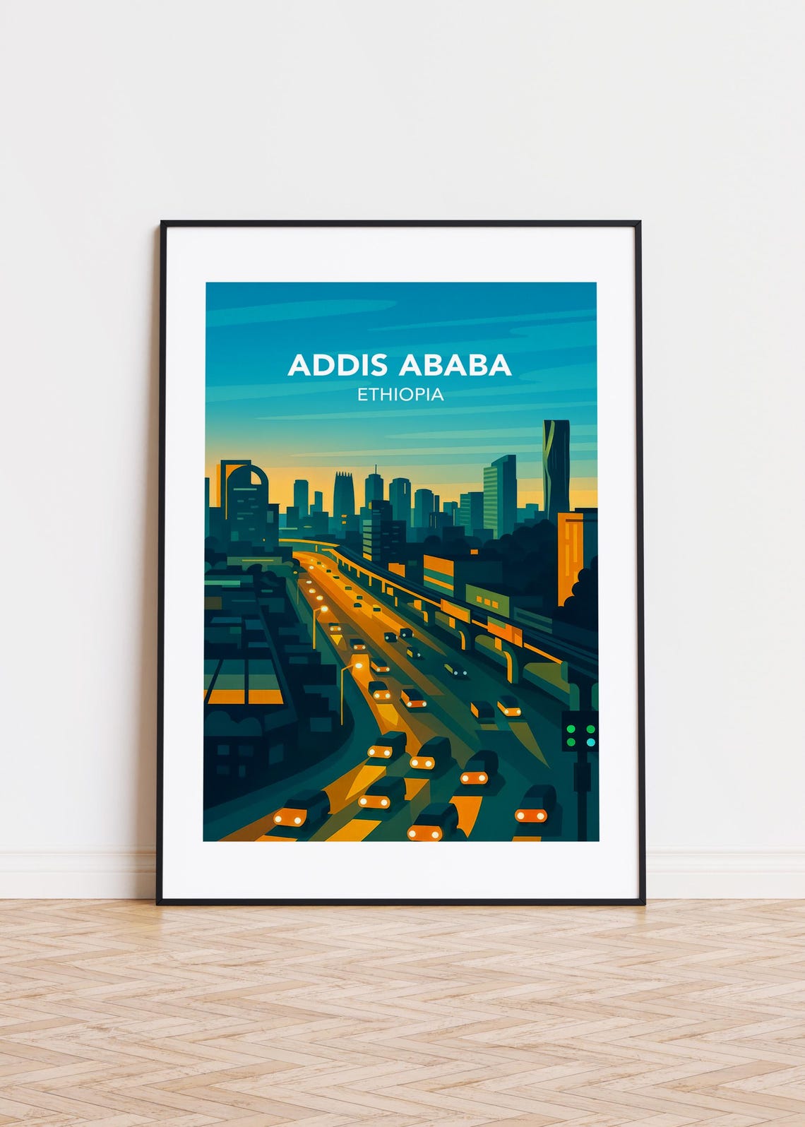 Addis Ababa Poster Modern City Skyline Art Print