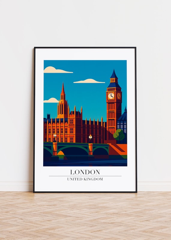 London Illustration Art Print Modern Uk Travel Poster