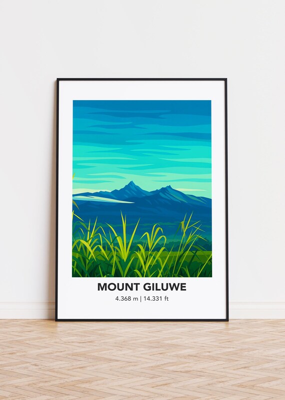 Mount Giluwe Art Print Minimalist Mountain Illustration