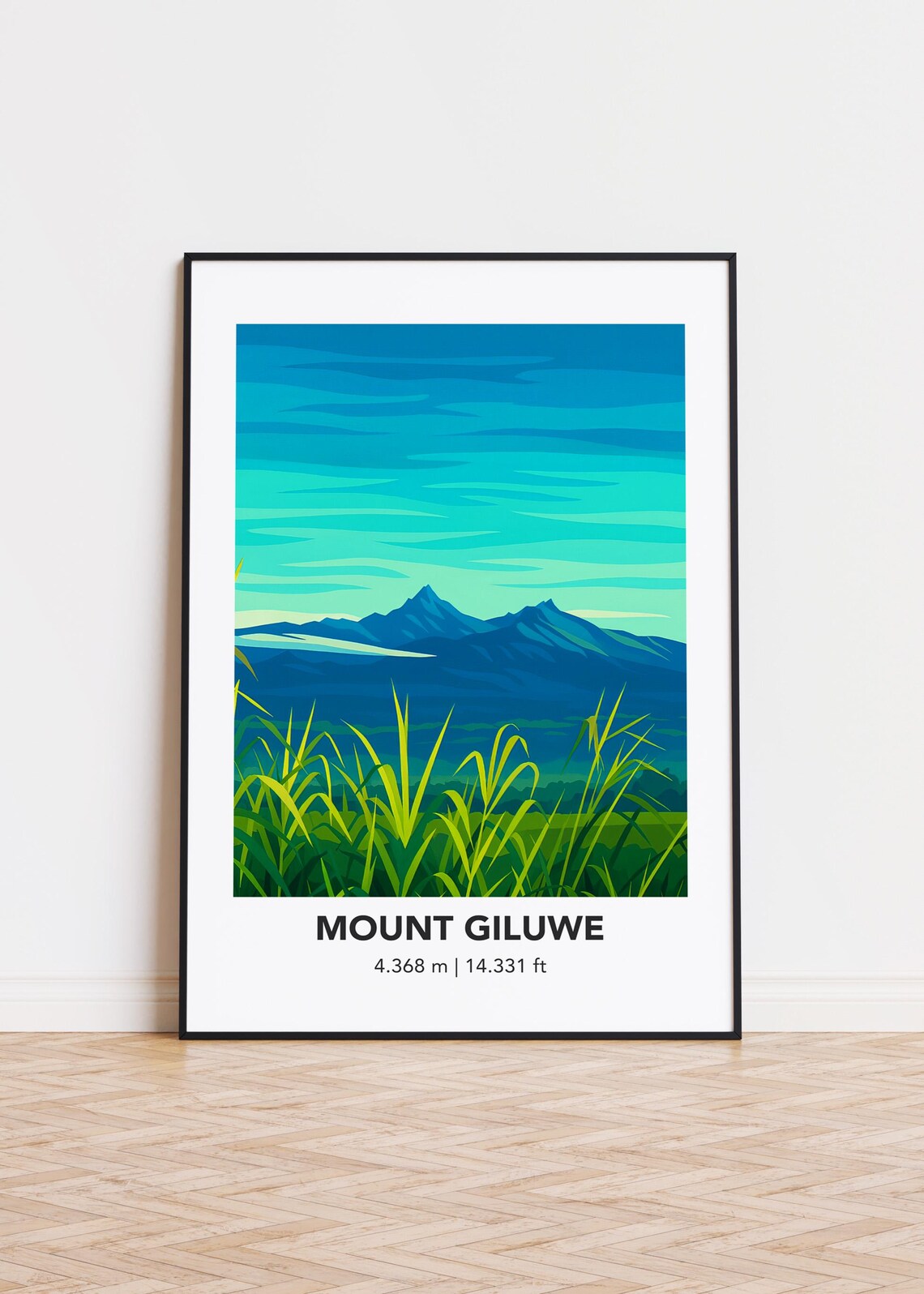 Mount Giluwe Art Print Minimalist Mountain Illustration