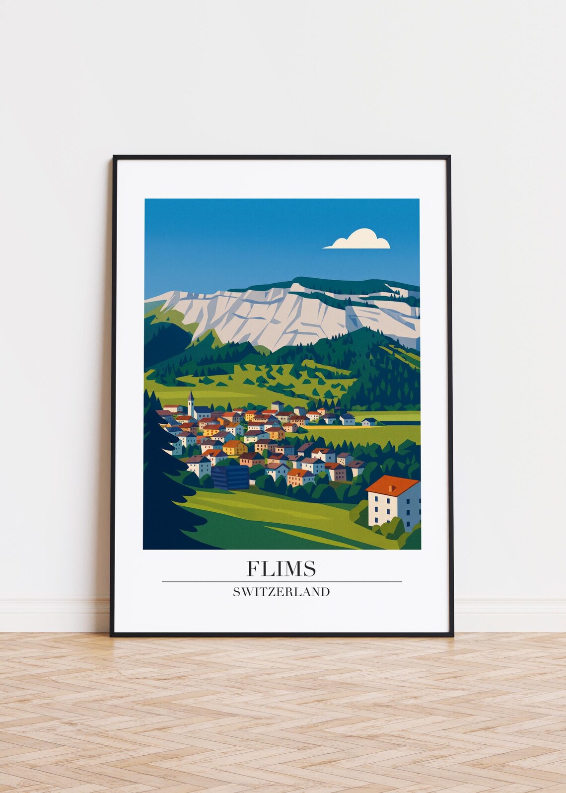 Flims Switzerland Modern Travel Art Print
