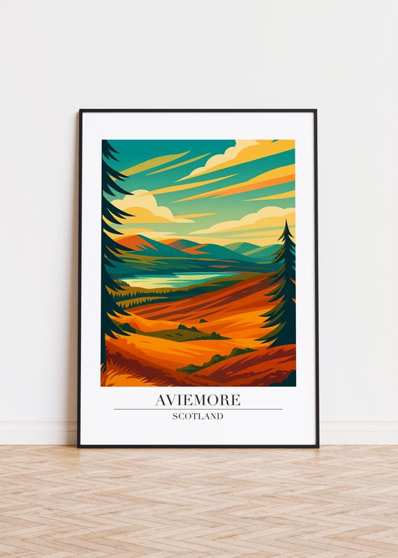 Aviemore Scotland Poster Modern City Art Print