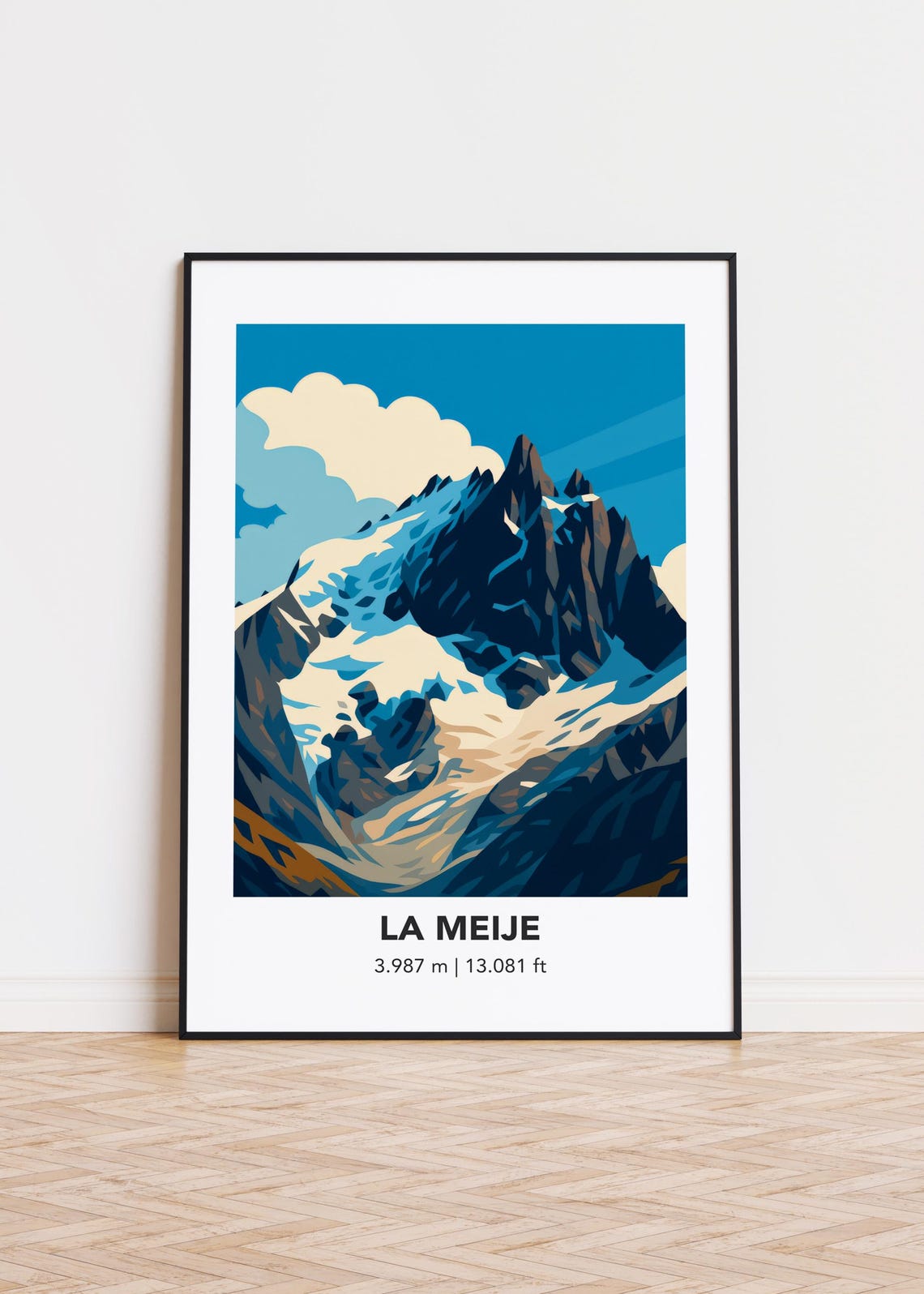 La Meije Glacier Peak French Alps Minimalist Mountain Poster
