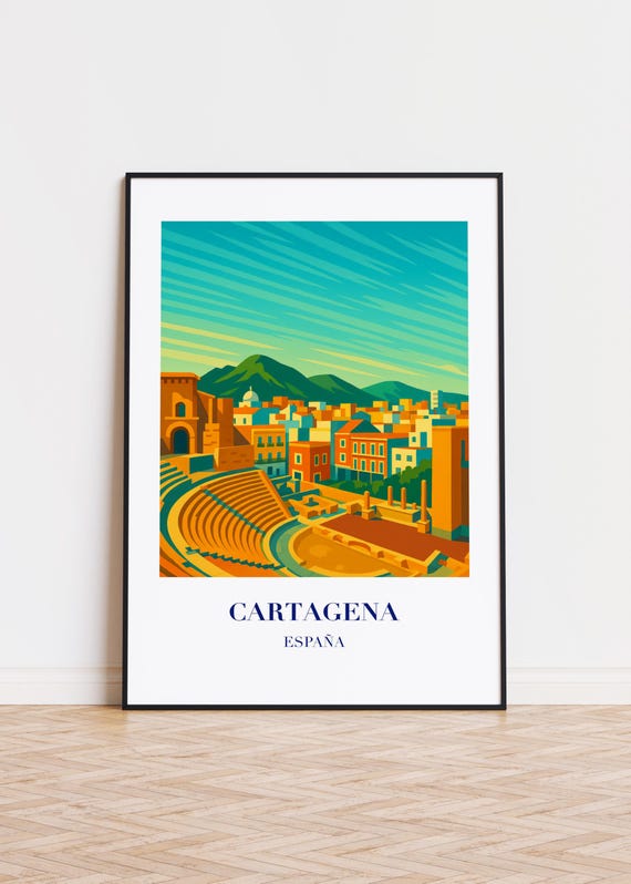 Cartagena Cityscape Poster Modern Travel Art Print