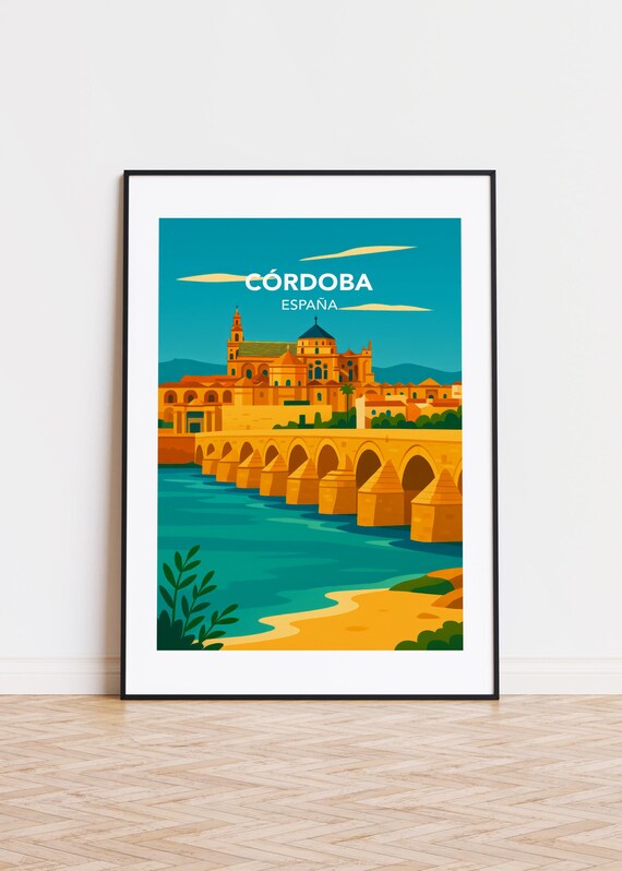 Cordoba Spain Roman Bridge And Mosque Cathedral Travel Poster