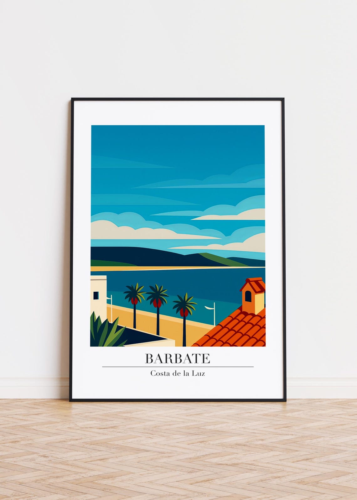 Barbate Costa de la Luz Palm Beach Bay Illustration Art Poster