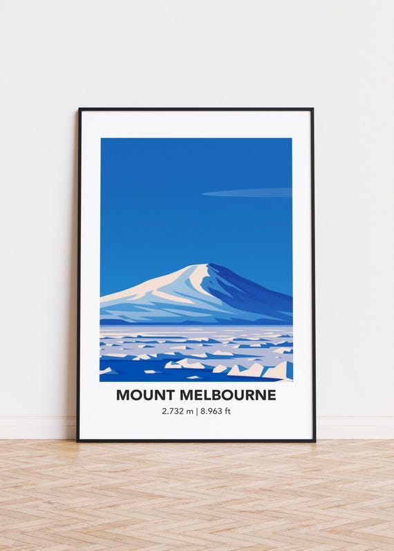 Mount Melbourne Print Modern Minimalist Mountain Art Poster