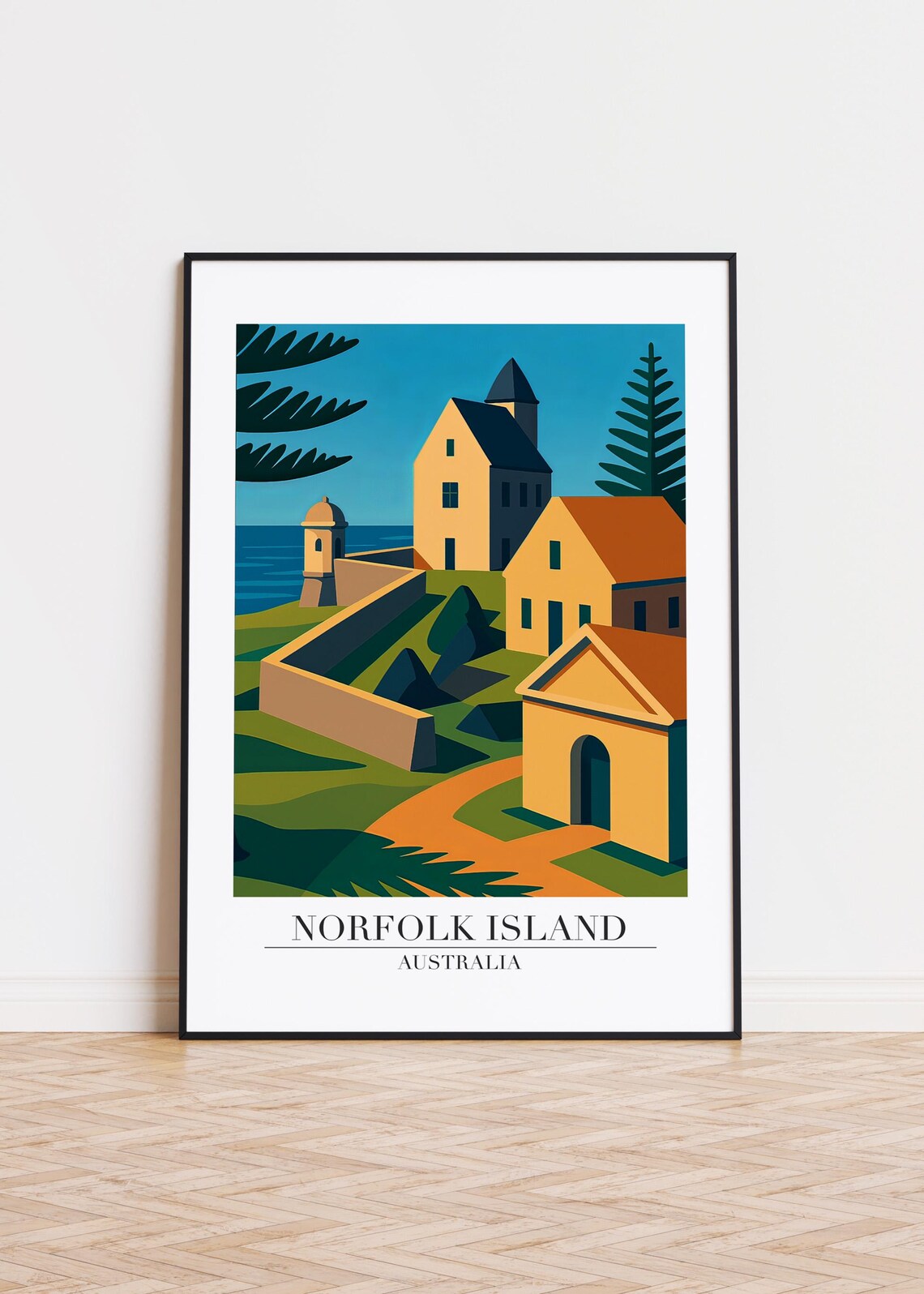 Norfolk Island Australia Historic Fort Village Seaside Travel Poster
