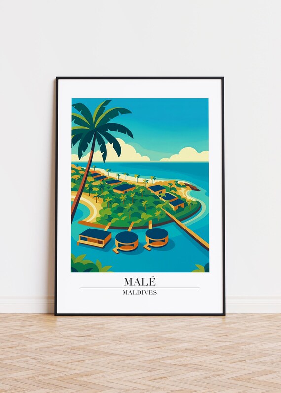 Mal City Print Maldives Illustration Art Modern Travel Poster