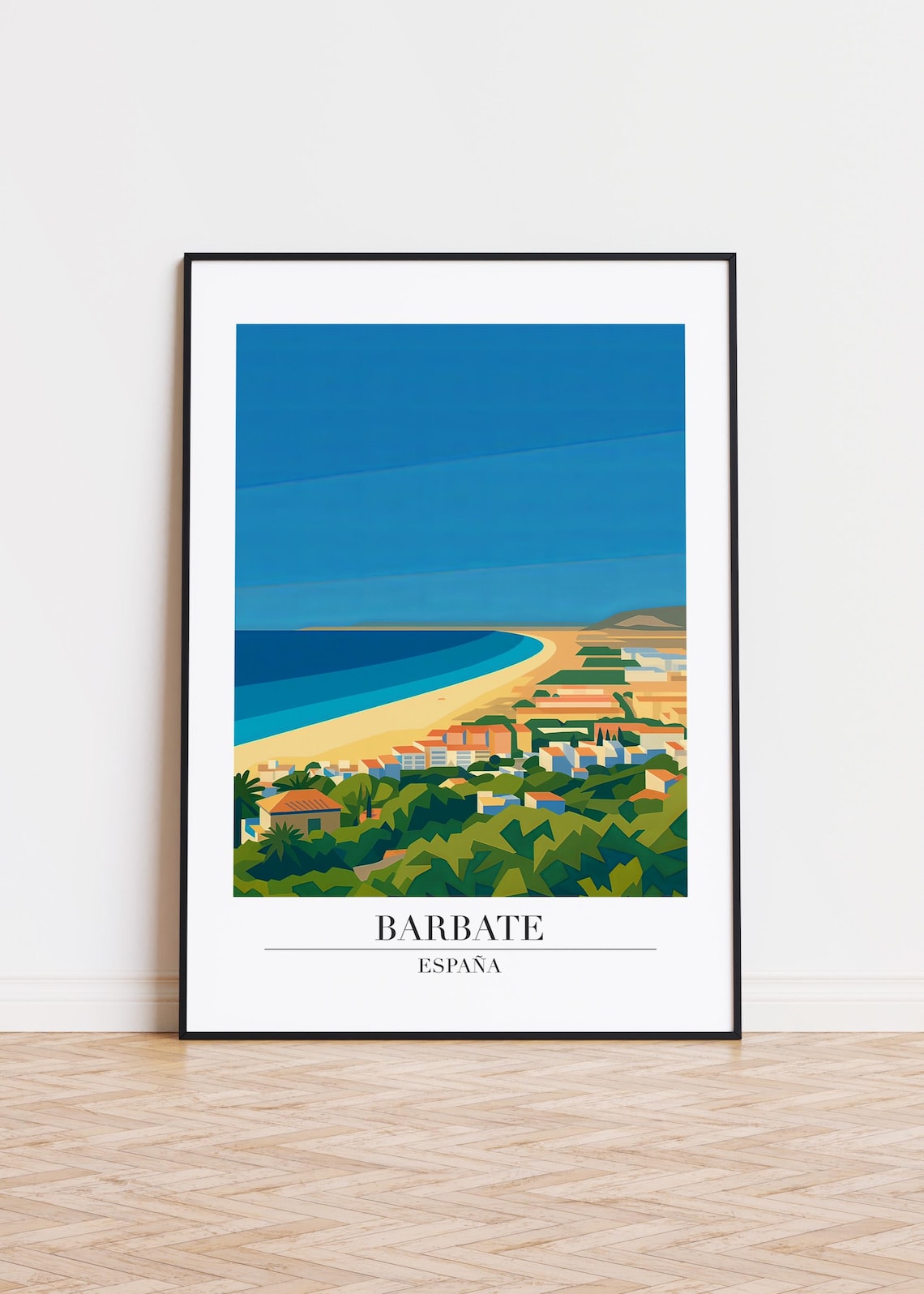 Barbate Spain Long Curved Beach Coastal Town Andalusia Travel Poster