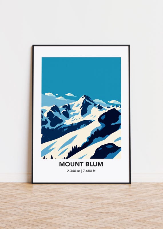 Mount Blum Poster Modern Minimalist Mountain Art Print