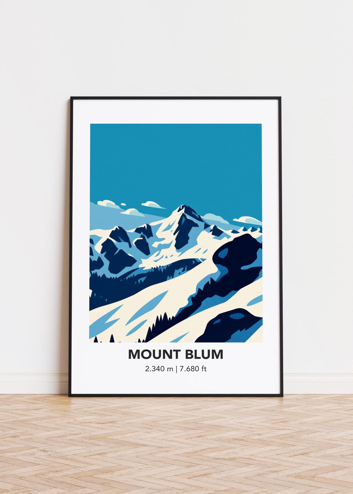 Mount Blum Poster Modern Minimalist Mountain Art Print