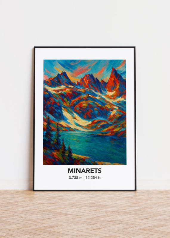 Minarets Poster Mountain Print Modern Oil Painting Style Art