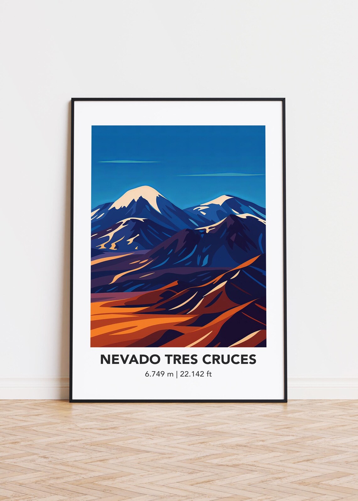 Nevado Tres Cruces Poster, Mountain Illustration