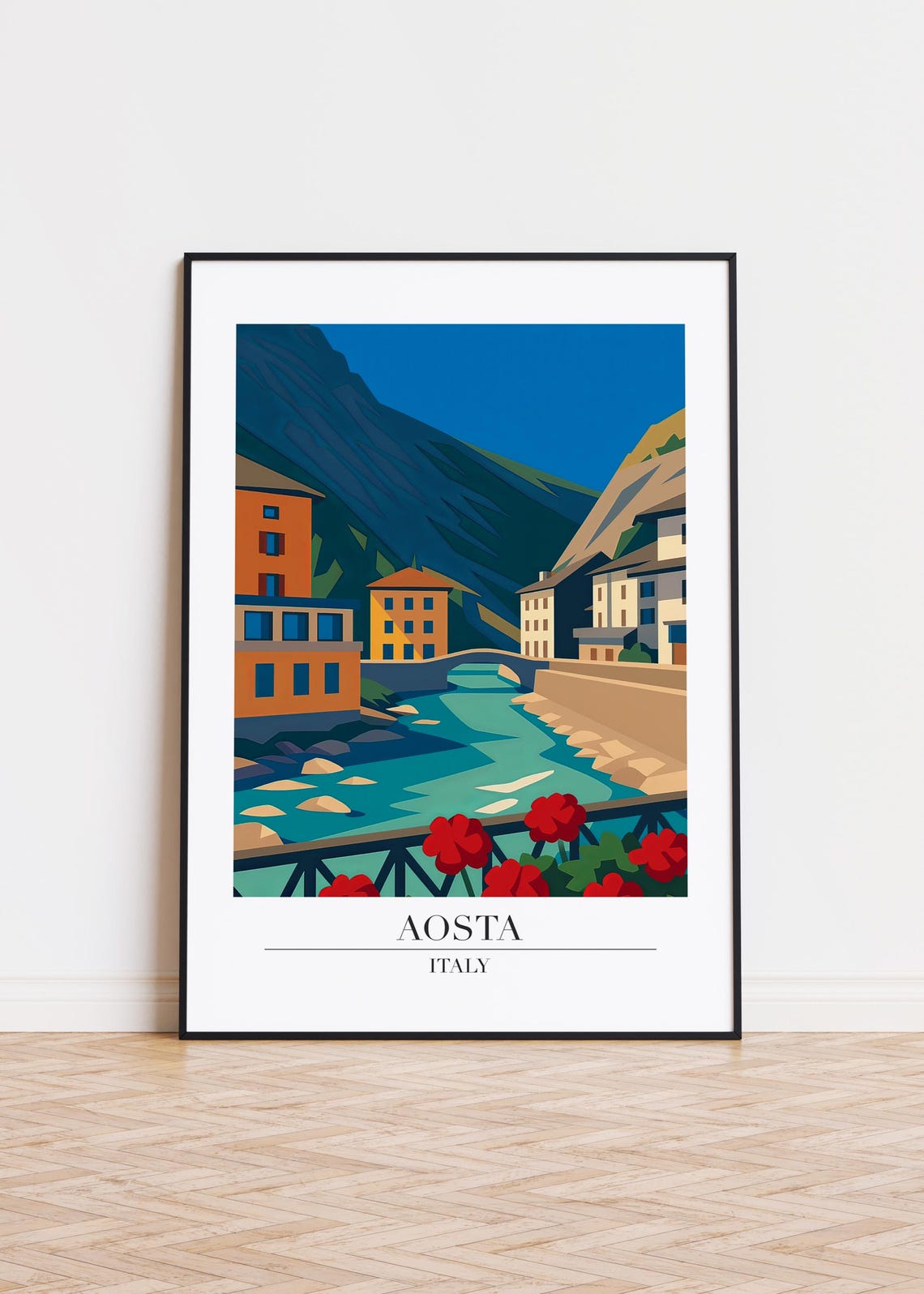 Aosta Italy Poster Skyline Art Print